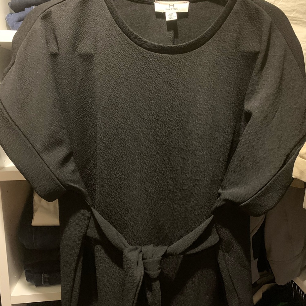 Black short sleeve tie front Blouse
